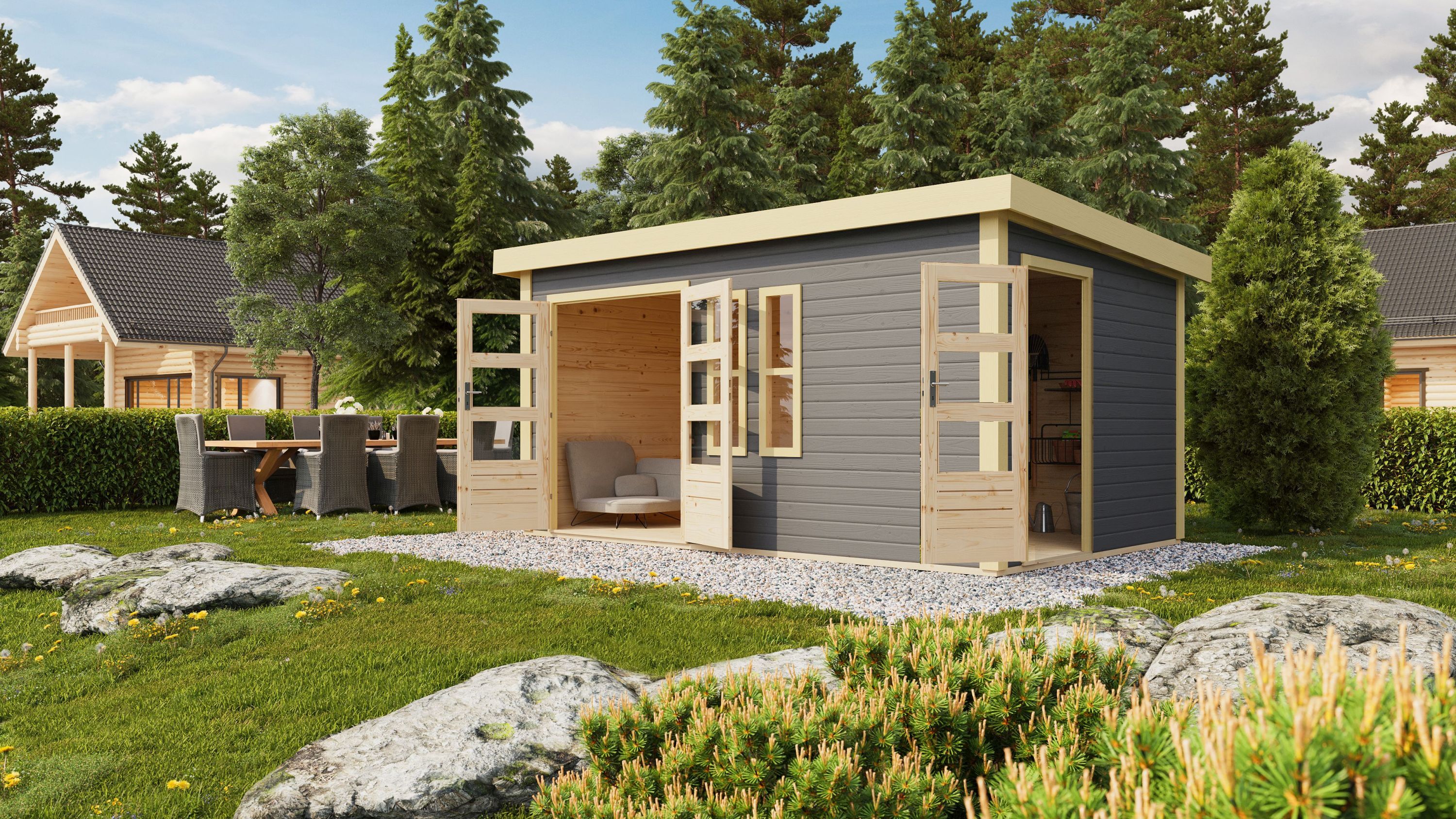 Gartenhaus mit zwei Räumen bei Karibu im entdecken!